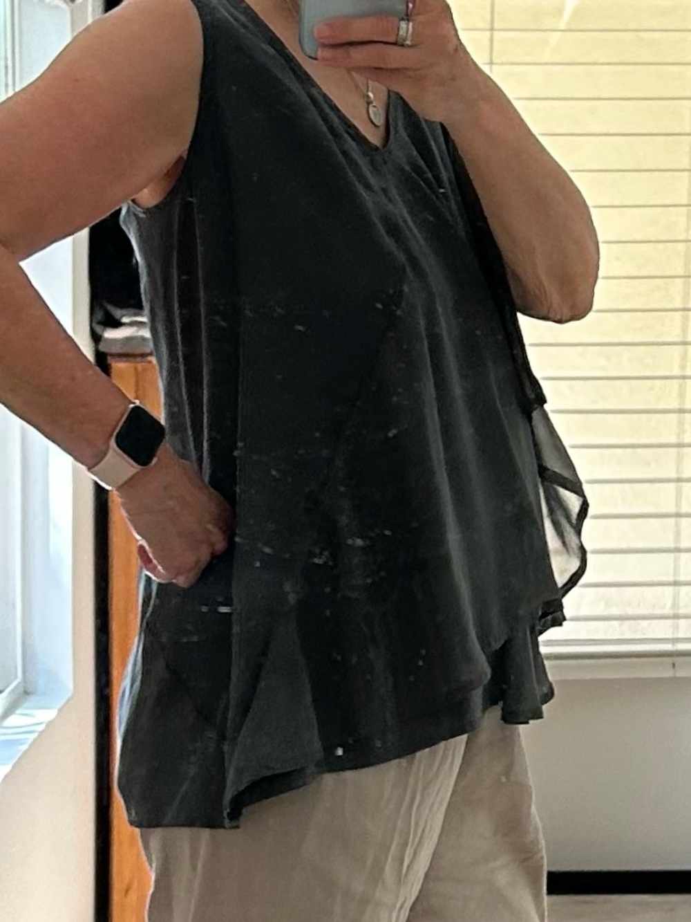 J Brand Dark Gray Silk Sleeveless Top S